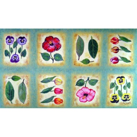 H2H Botanica Flower Tiles Doormat Rug, Green - 18 x 30 in. H22548335